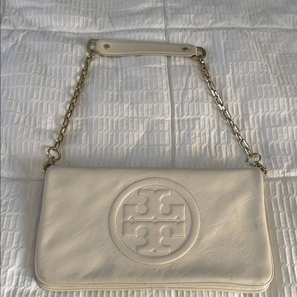 Tory Burch Cream Leather Shoulder Bag